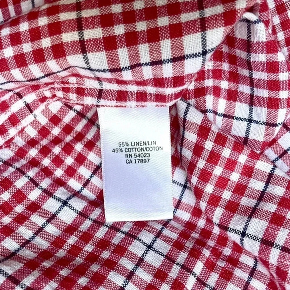 Banana Republic Plaid Linen Blend Long Sleeve Button Up Shirt - Picture 3 of 4